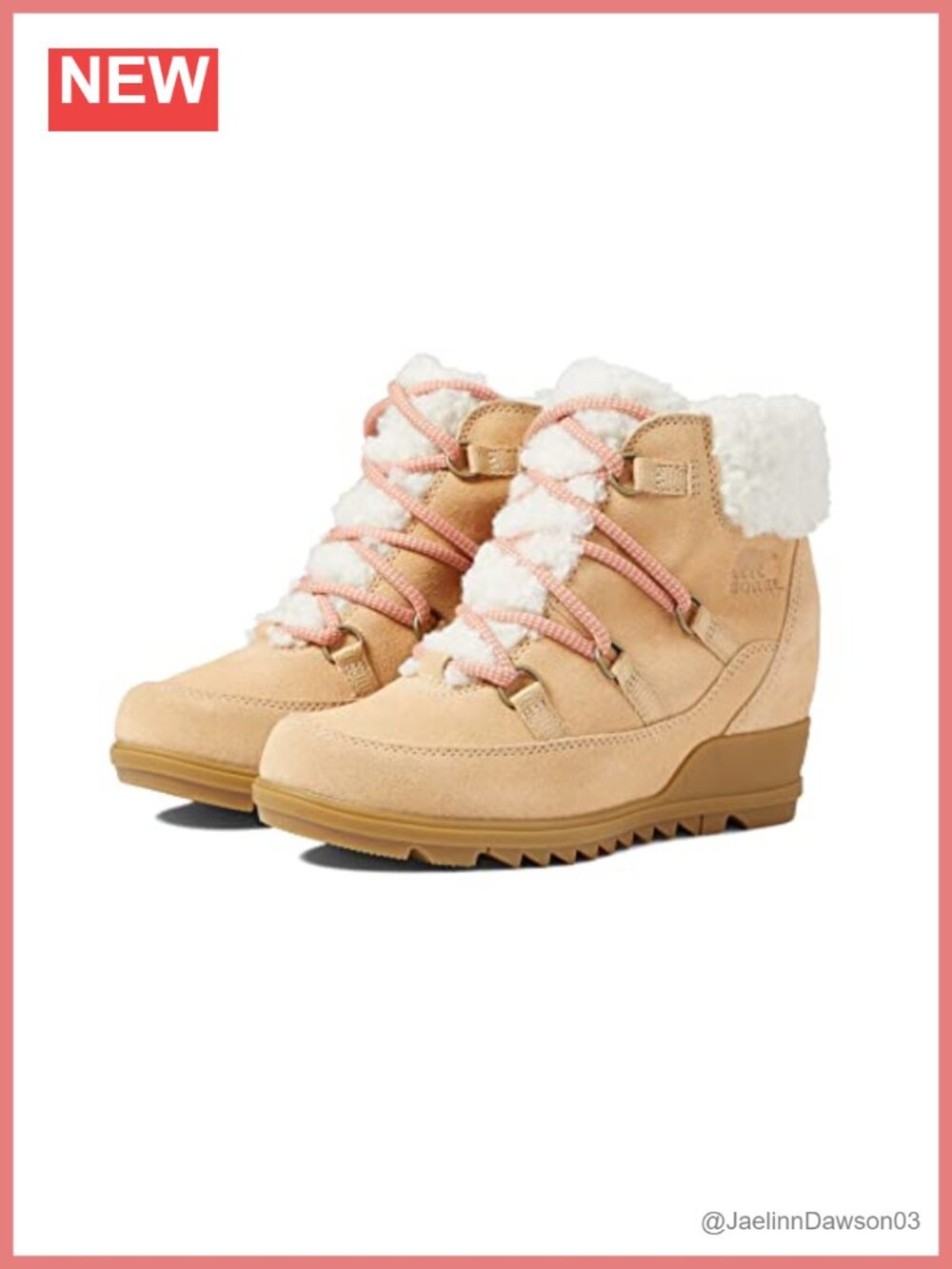 Women's Faux Shearling Waterproof Winter Bootie, Wedge Heel Lace Up Ankle Boot